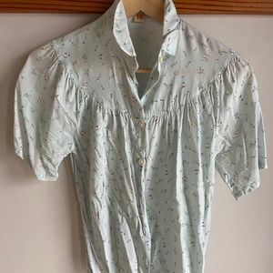 Bellrose Button Up Shirt, Size 14, Baby Blue floral print